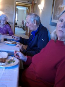 Safe and together eating lunch in the secure memory unit - assisted living